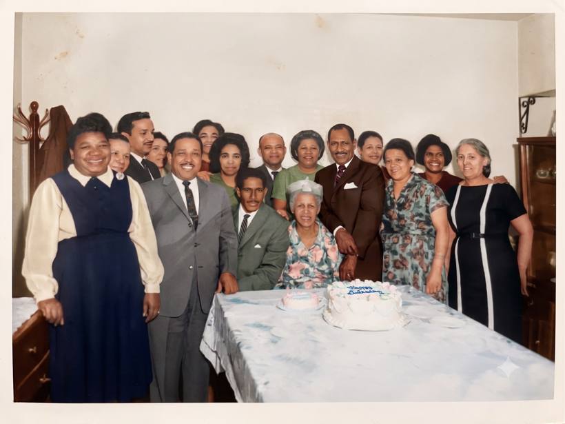 Rochelle Grayson’s great-grandmother at her birthday gathering, surrounded by her children and their partners, circa 1960